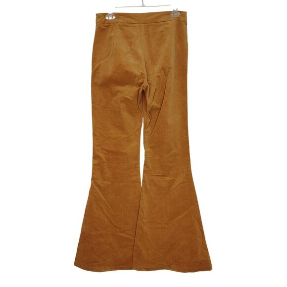 TCEC Corduroy Pants Flared Button Detail Elastic Waist Pull On Brown Womens M - Picture 2 of 7